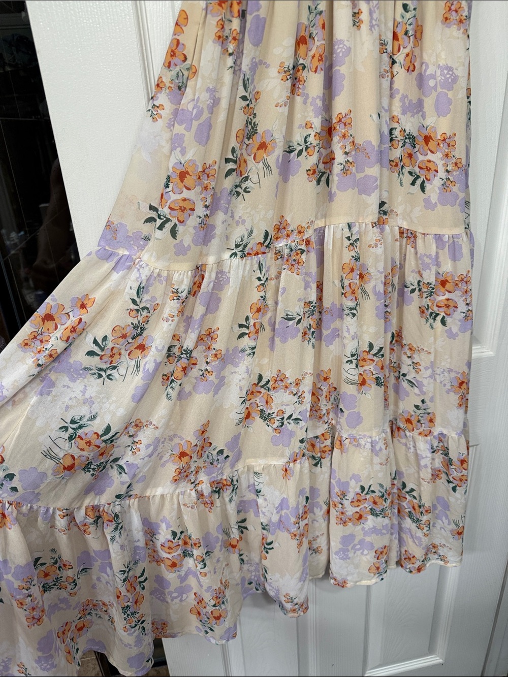 Baltic Born Cream Maxi Dress with Lavender and Orange Floral Print - Picture 4 of 6